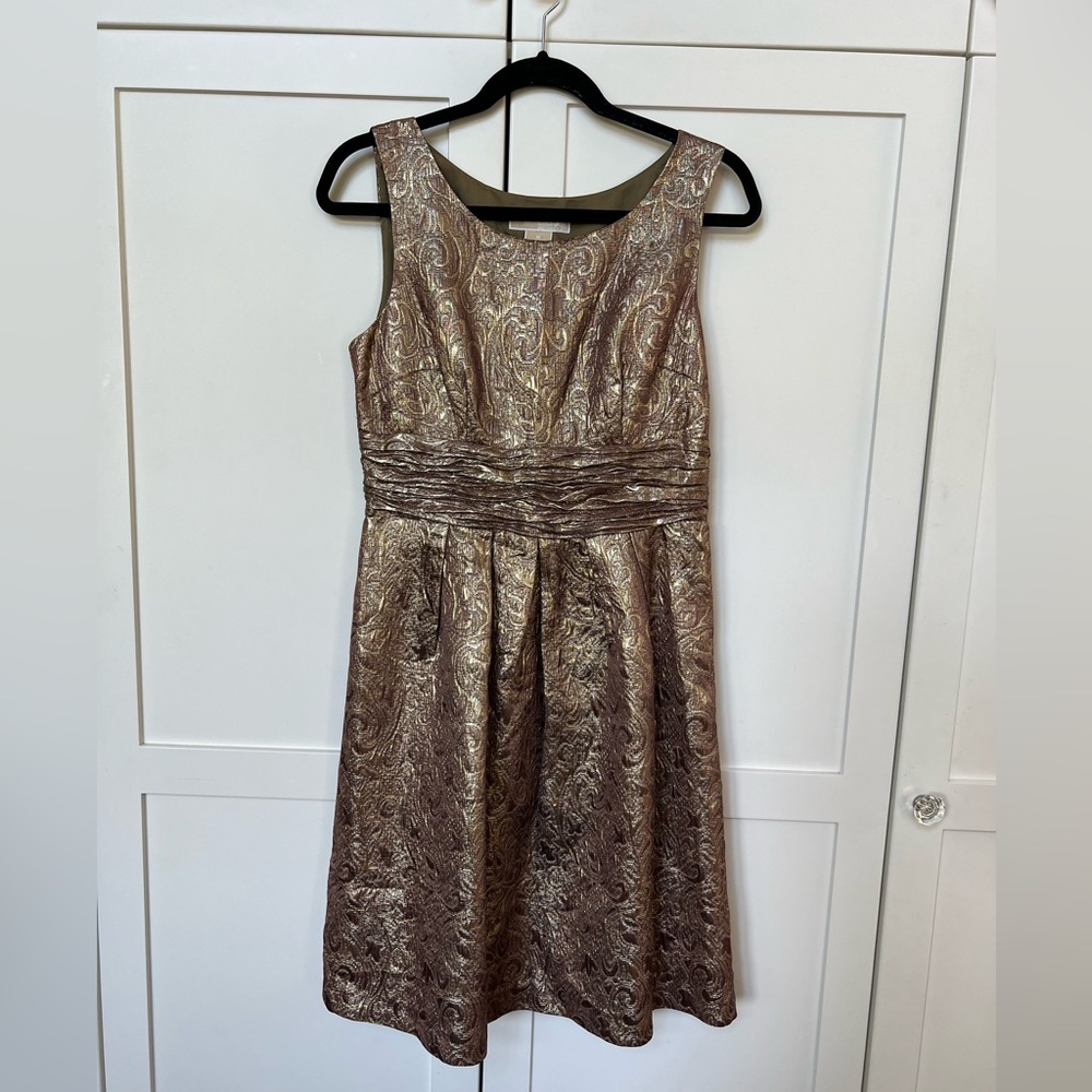 Michal Kors golden cocktail dress 6